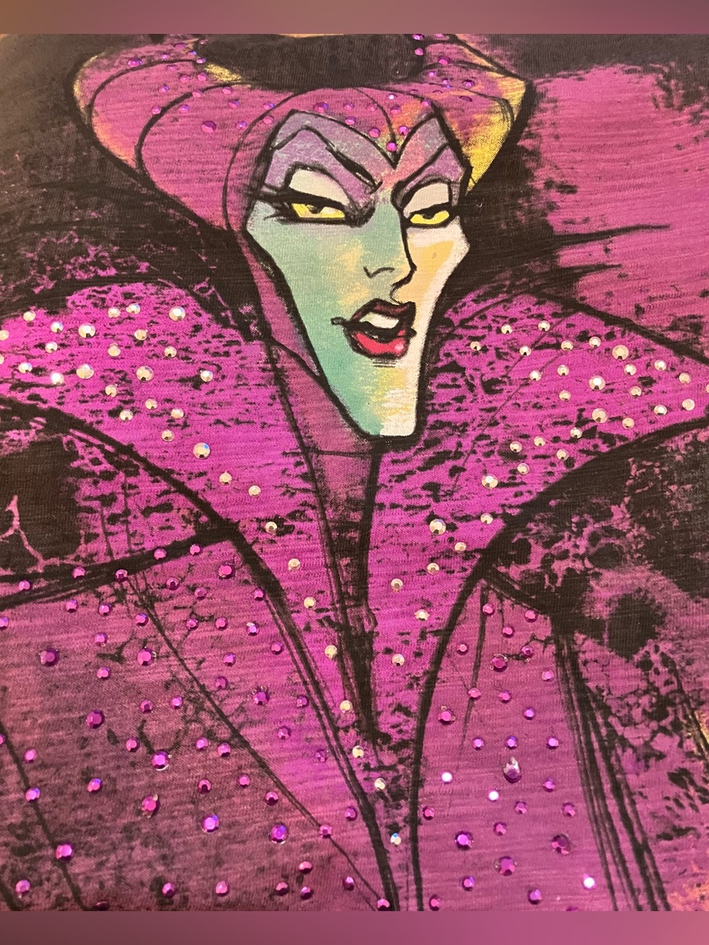Disney Parks Maleficent Rhinestone Graphic Tee Shirt Women’s-Large - Picture 3 of 6